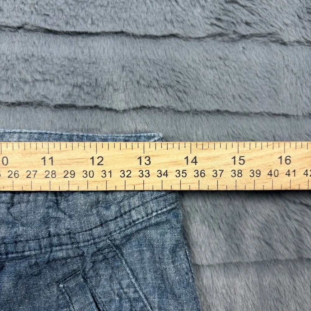 Banana Republic Martin Fit Blue Chambray Linen Blend Wide Leg Pants 0